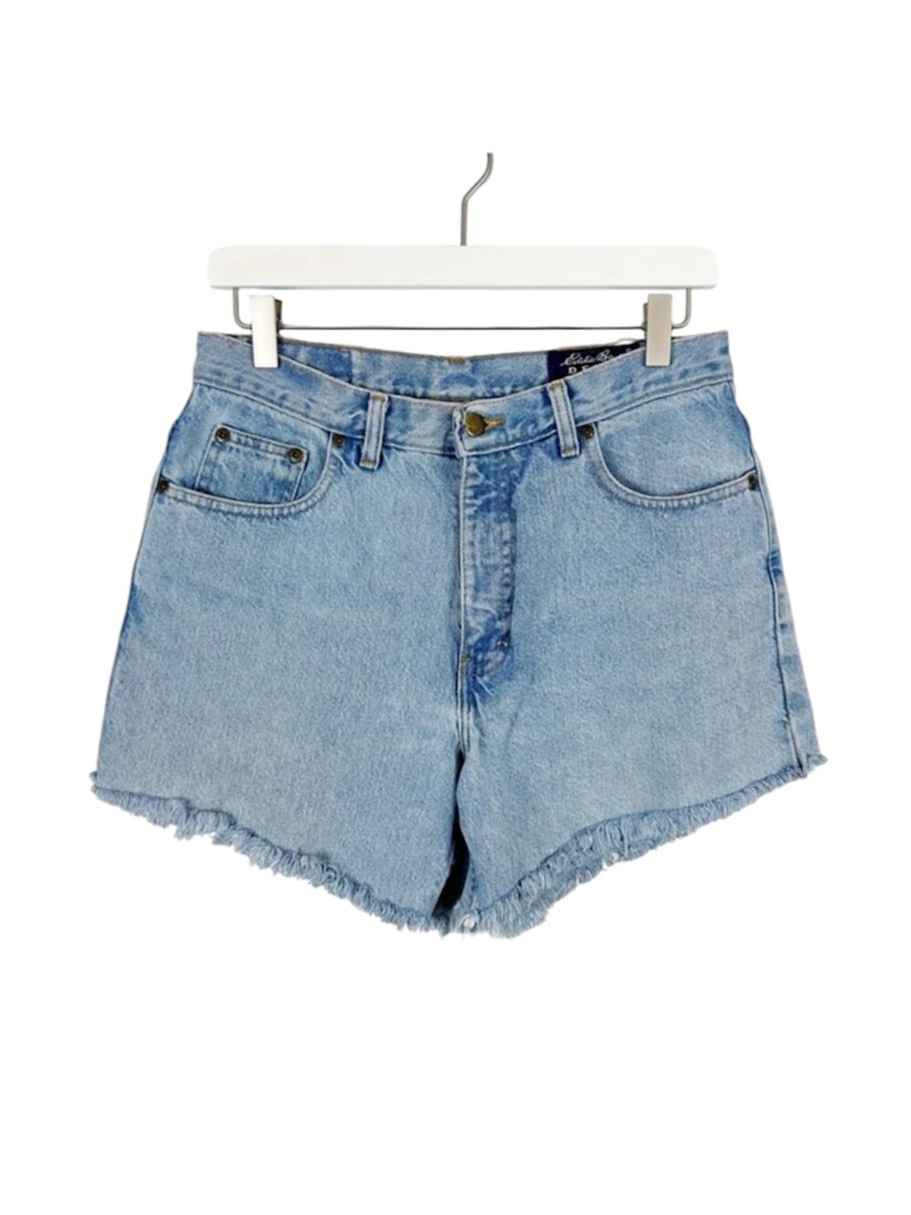 Eddie Bauer Light Blue Denim Frayed-Hem Shorts Size 6 High Rise